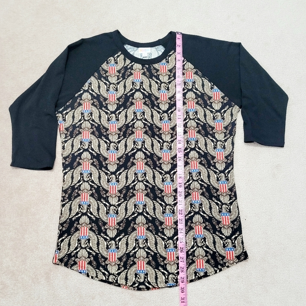 LULAROE Woman's Patriotic Raglan Sleeve Jersey Top Shirt 4th Of July Size Large - Picture 8 of 12